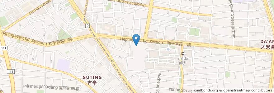 Mapa de ubicacion de 師大運動場區地下停車場 en 타이완, 신베이 시, 타이베이시.