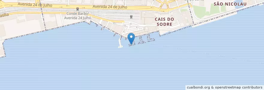 Mapa de ubicacion de Cais do Sodré en Portugal.