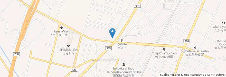 Mapa de ubicacion de ジョイフル en اليابان, محافظة فوكوكا, 大牟田市.