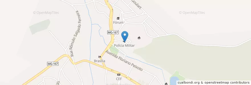 Mapa de ubicacion de Polícia Militar en ブラジル, 南東部地域, ミナス ジェライス, Microrregião São Lourenço, Região Geográfica Intermediária De Varginha, Cambuquira.