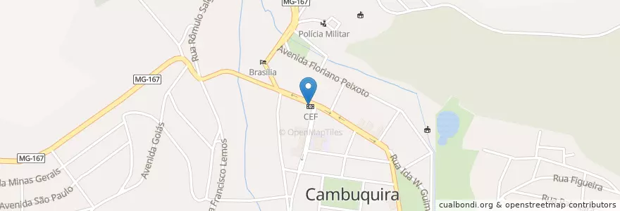 Mapa de ubicacion de Caixa Econômica Federal en Brasil, Região Sudeste, Minas Gerais, Microrregião São Lourenço, Região Geográfica Intermediária De Varginha, Cambuquira.