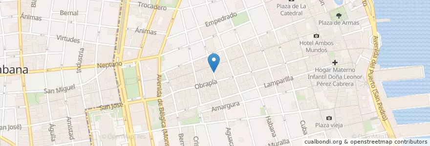 Mapa de ubicacion de 쿠반 샌드위치 en 쿠바, La Habana, La Habana Vieja.