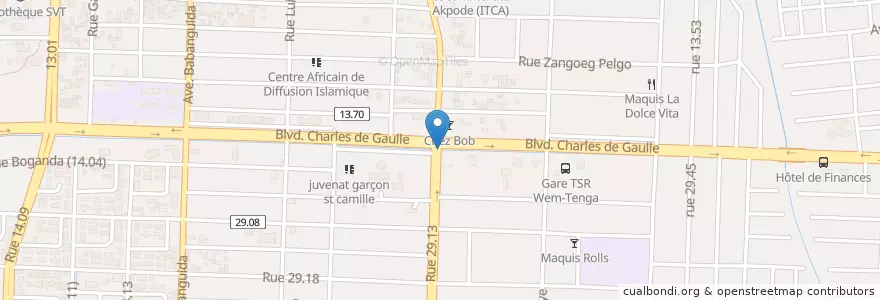 Mapa de ubicacion de Restaurant de l'avenir en Burkina Faso, Centre, Kadiogo, Uagadugú.