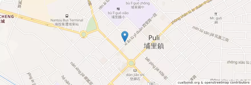 Mapa de ubicacion de 小上海阿和小籠包 en Taiwan, 臺灣省, Condado De Nantou, 埔里鎮.