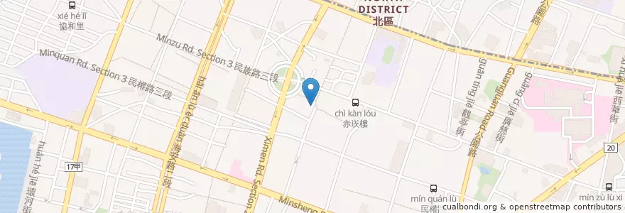 Mapa de ubicacion de TCRC en 타이완, 타이난 시, 中西區.