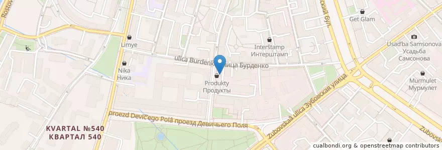 Mapa de ubicacion de Тигрёнок en Rusland, Centraal Federaal District, Moskou, Центральный Административный Округ, Район Хамовники.