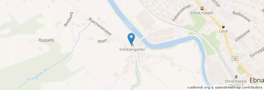 Mapa de ubicacion de Schützengarten en Suíça, Sankt Gallen, Wahlkreis Toggenburg, Ebnat-Kappel.