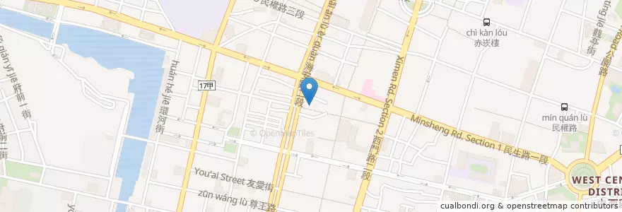 Mapa de ubicacion de 豐發黑輪 en 타이완, 타이난 시, 中西區.