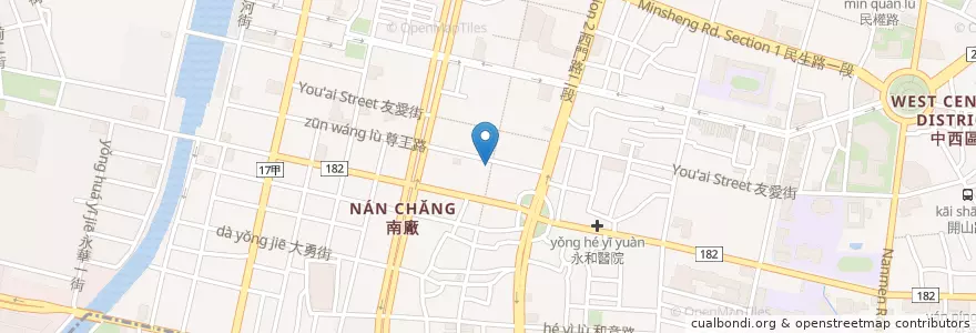 Mapa de ubicacion de 土司袋袋 en Тайвань, Тайнань, 中西區.