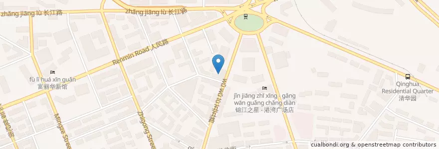 Mapa de ubicacion de 大清花餃子 en Cina, Liaoning, 中山区, 大连市, 人民路街道.