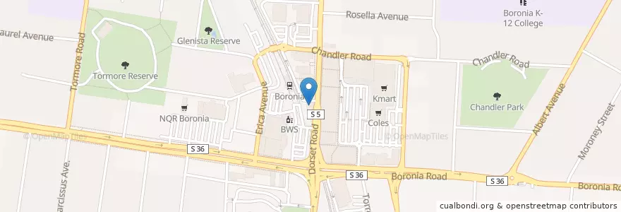 Mapa de ubicacion de Hoops Sports Bar & Cafe en Австралия, Виктория, City Of Knox.