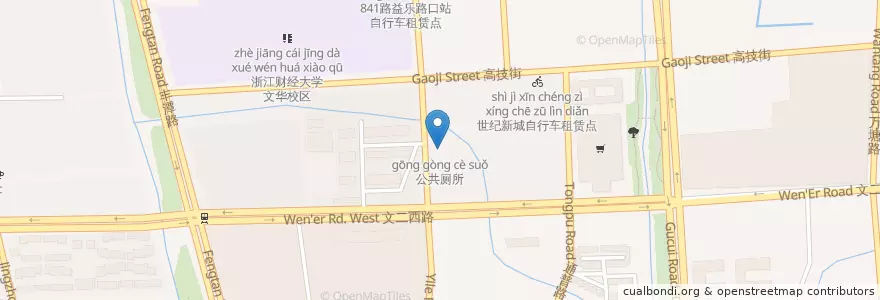 Mapa de ubicacion de 公共厕所 en چین, چجیانگ, هانگژو, 西湖区.