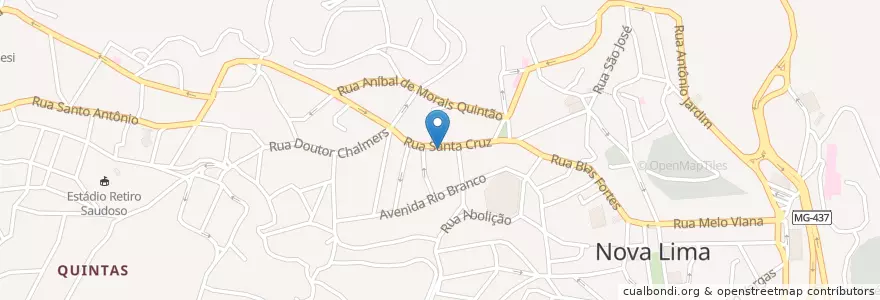 Mapa de ubicacion de Caixa Econômica Federal en 브라질, 남동지방, 미나스제라이스, Região Geográfica Intermediária De Belo Horizonte, Região Metropolitana De Belo Horizonte, Microrregião Belo Horizonte, Nova Lima.