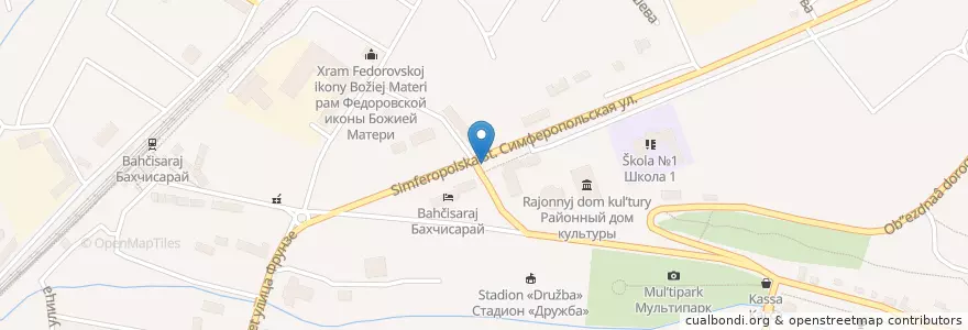 Mapa de ubicacion de Арт-кафе "Гренка" en روسيا, منطقة فيدرالية جنوبية, جمهورية القرم ذاتية الحكم, جمهورية القرم, مقاطعة باختشيساراي, مستوطنة باختشيساراي الحضرية.