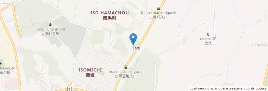 Mapa de ubicacion de 子の日原稲荷社 en ژاپن, 茨城県, 東茨城郡, 大洗町.