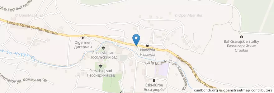 Mapa de ubicacion de Эски-Кермен en روسيا, منطقة فيدرالية جنوبية, جمهورية القرم ذاتية الحكم, جمهورية القرم, مقاطعة باختشيساراي, مستوطنة باختشيساراي الحضرية.