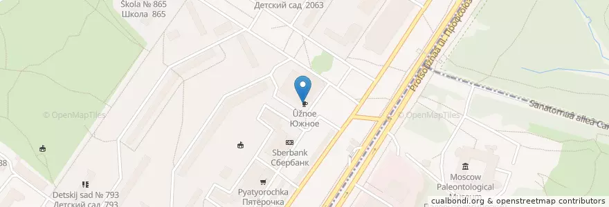 Mapa de ubicacion de Южное en Russia, Central Federal District, Moscow, South-Western Administrative Okrug, Tyoply Stan District.