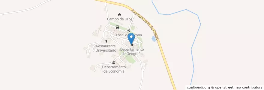 Mapa de ubicacion de Departamento de Geografia en البَرَازِيل, المنطقة الجنوبية الشرقية, ميناس جيرايس, Região Geográfica Intermediária De Barbacena, Microrregião São João Del-Rei, São João Del-Rei.