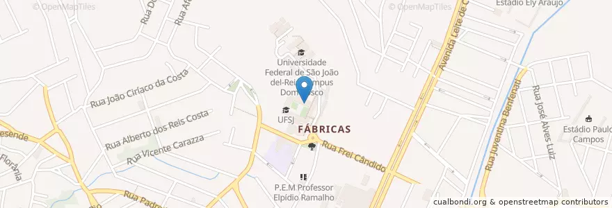 Mapa de ubicacion de Departamento de Filosofia en ブラジル, 南東部地域, ミナス ジェライス, Região Geográfica Intermediária De Barbacena, Microrregião São João Del-Rei, São João Del-Rei.