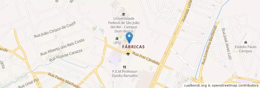 Mapa de ubicacion de Departamento de Psicologia en ブラジル, 南東部地域, ミナス ジェライス, Região Geográfica Intermediária De Barbacena, Microrregião São João Del-Rei, São João Del-Rei.