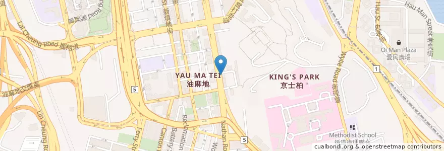 Mapa de ubicacion de 橫綱 Yokozuna en 중국, 광둥성, 홍콩, 가우룽, 신제, 油尖旺區 Yau Tsim Mong District.