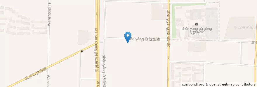 Mapa de ubicacion de 老关东菜馆 en China, Liaoning, Shenyang City, Shenhe District, Huangcheng Subdistrict.