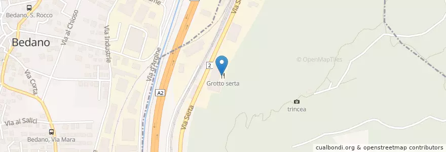 Mapa de ubicacion de Grotto serta en Schweiz/Suisse/Svizzera/Svizra, Ticino, Distretto Di Lugano, Circolo Di Taverne.