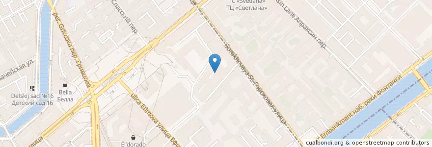 Mapa de ubicacion de Co-op Garage en Russie, District Fédéral Du Nord-Ouest, Oblast De Léningrad, Saint-Pétersbourg, Адмиралтейский Район, Сенной Округ.