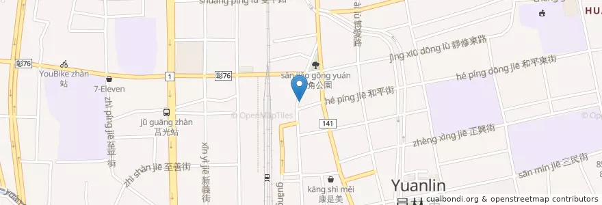 Mapa de ubicacion de 茗人簡餐 en تایوان, 臺灣省, شهرستان جانگوآ, 員林市.