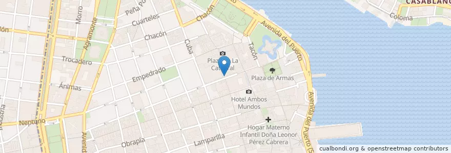Mapa de ubicacion de Cafeteria El Bosquecito en Cuba, Havana, La Habana Vieja.
