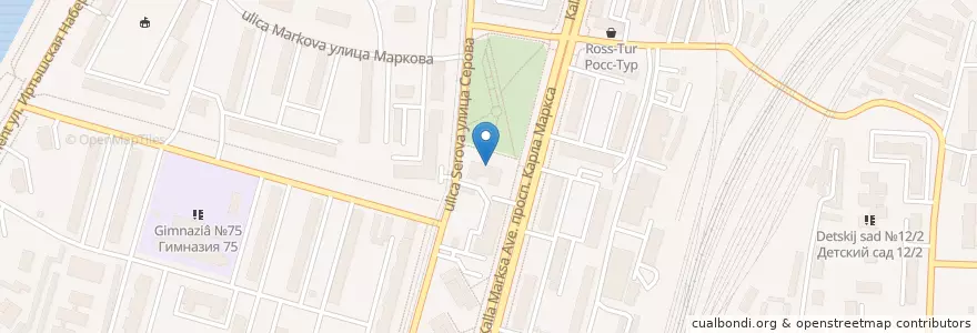 Mapa de ubicacion de Администрация Ленинского округа en ロシア, シベリア連邦管区, オムスク州, オムスク地区, オムスク管区.