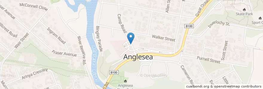 Mapa de ubicacion de Anglesea en Avustralya, Victoria, Surf Coast Shire.