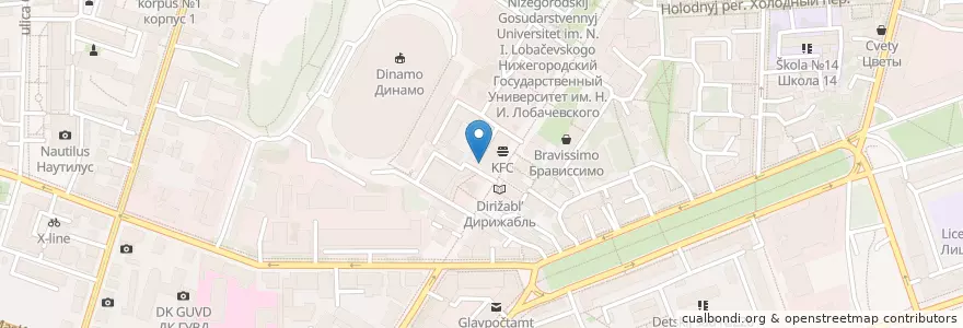 Mapa de ubicacion de Пиццерия en Rusland, Приволжский Федеральный Округ, Нижегородская Область, Городской Округ Нижний Новгород.
