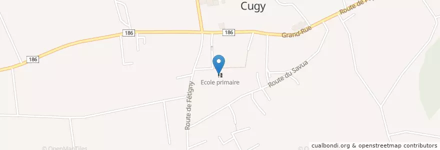 Mapa de ubicacion de Ecole primaire en Svizzera, Friburgo, District De La Broye, Cugy (Fr).