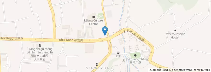 Mapa de ubicacion de Mongkok HK Tea Restaurant en الصين, يونان, 丽江市, 古城区.