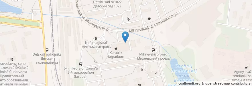 Mapa de ubicacion de Сбербанк en Rusland, Centraal Federaal District, Moskou, Южный Административный Округ, Район Бирюлёво Восточное.