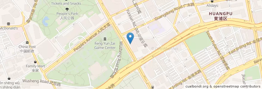 Mapa de ubicacion de Korean Food en الصين, شانغهاي, 黄浦区.