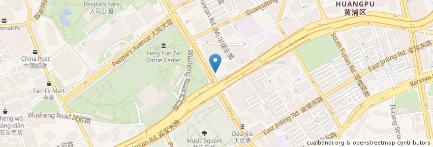 Mapa de ubicacion de Bank of Jiangsu en China, Shanghái, Huangpu.