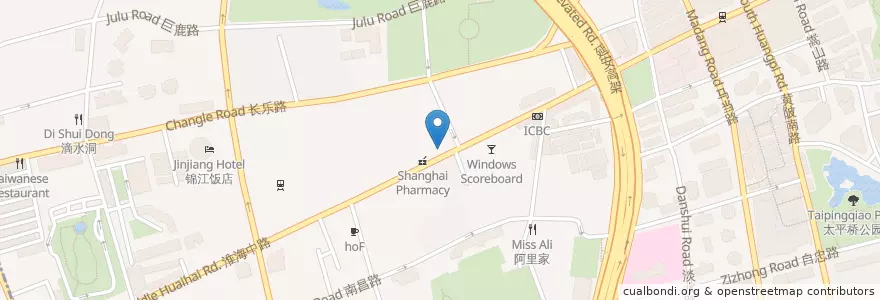 Mapa de ubicacion de Bank of Shanghai en 中国, 上海市, 黄浦区.