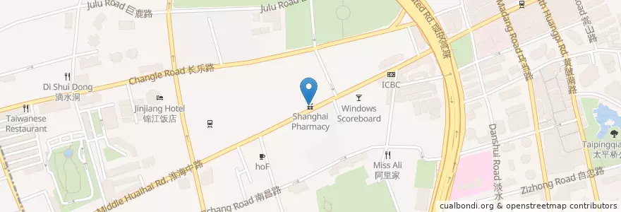 Mapa de ubicacion de Shanghai Pharmacy en China, Shanghái, Huangpu.