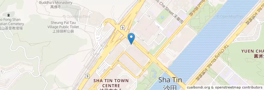 Mapa de ubicacion de 恒生銀行沙田分行 Hang Seng Bank Shatin Branch en Chine, Guangdong, Hong Kong, Nouveaux Territoires, 沙田區 Sha Tin District.