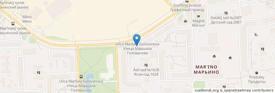 Mapa de ubicacion de Москва 109369 en Russland, Föderationskreis Zentralrussland, Moskau, Südöstlicher Verwaltungsbezirk, Район Марьино.