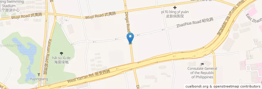 Mapa de ubicacion de Starbucks en China, Shanghai, Changning.