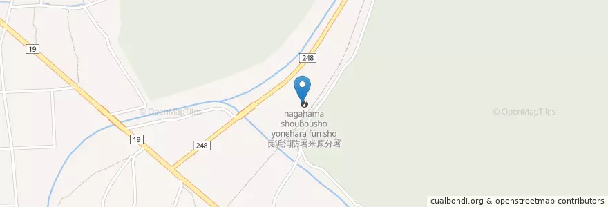 Mapa de ubicacion de 長浜消防署米原分署 en Japão, 滋賀県, 米原市.