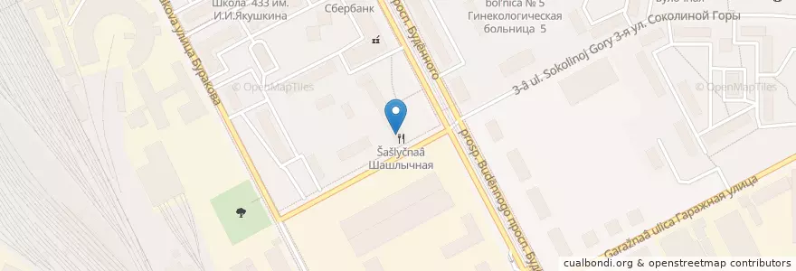 Mapa de ubicacion de Шашлычная en Russia, Central Federal District, Moscow, Eastern Administrative Okrug, Sokolinaya Gora District.
