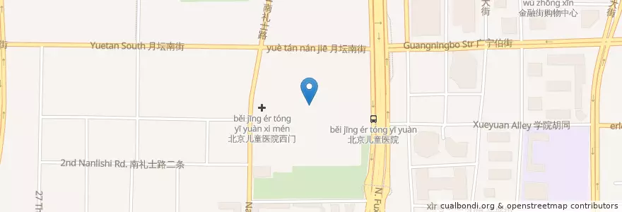 Mapa de ubicacion de 北京儿童医院 en 中国, 北京市, 河北省, 西城区.