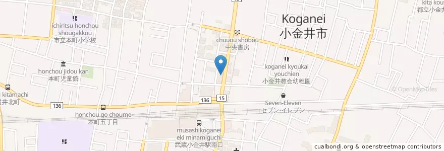 Mapa de ubicacion de 鶴亀屋 en Jepun, 東京都, 小金井市.