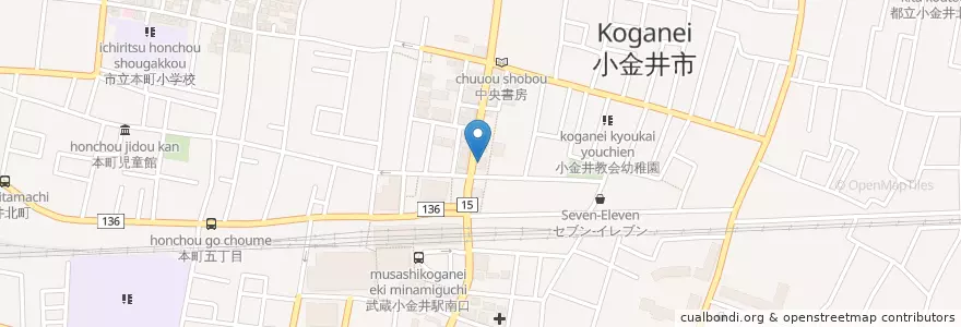 Mapa de ubicacion de 三菱UFJ銀行 en Japan, Tokio, 小金井市.
