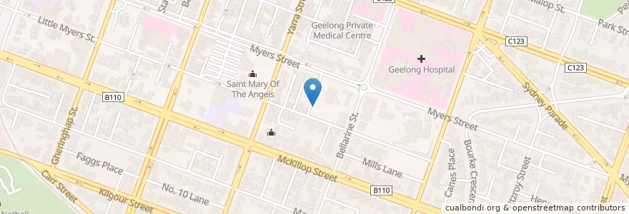 Mapa de ubicacion de Barwon Health Library en Avustralya, Victoria, City Of Greater Geelong.