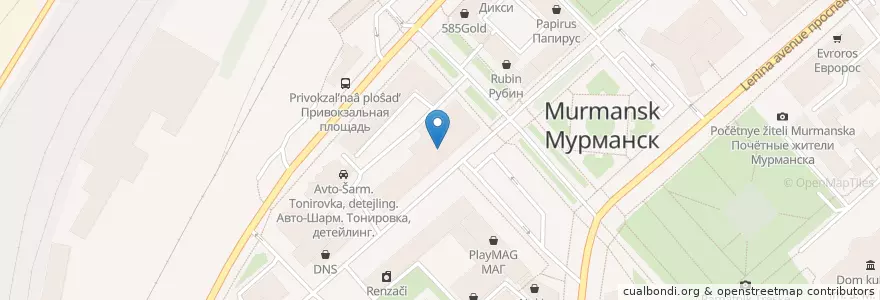 Mapa de ubicacion de Прием Батареек en Russie, District Fédéral Du Nord-Ouest, Oblast De Mourmansk, Городской Округ Мурманск.